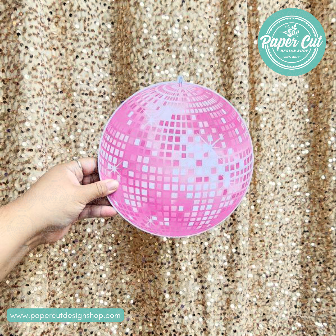 Silver & Pink Disco Ball Single Prop (double sided)