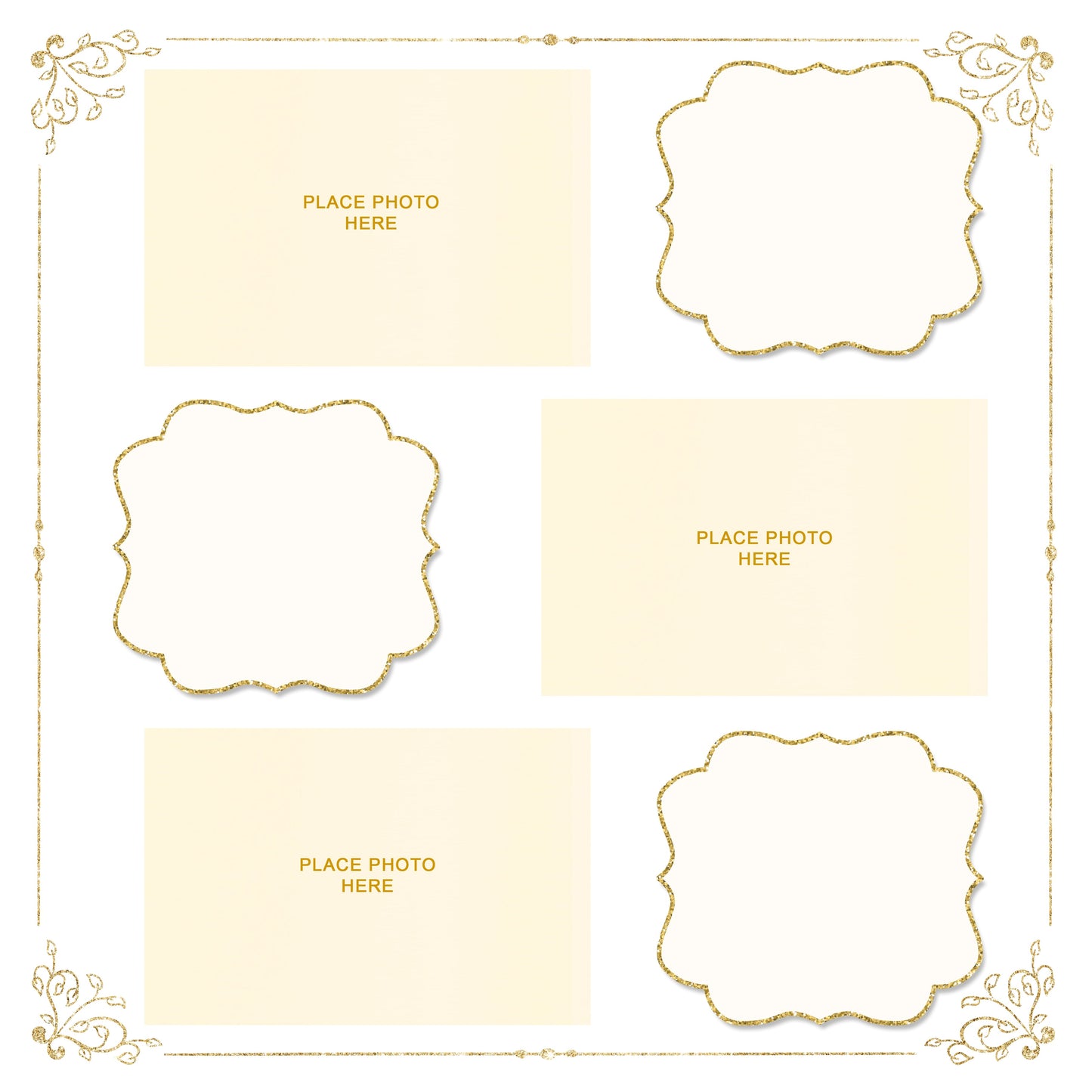 Pre-order 100 sheets - Ivory and Gold Design Scrapbook Pages 4x6