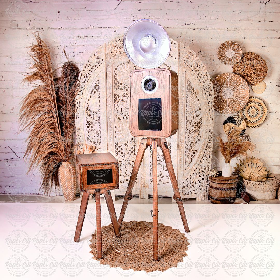 Madera Dark OAK iPad Booth with Printer Station - Business Package