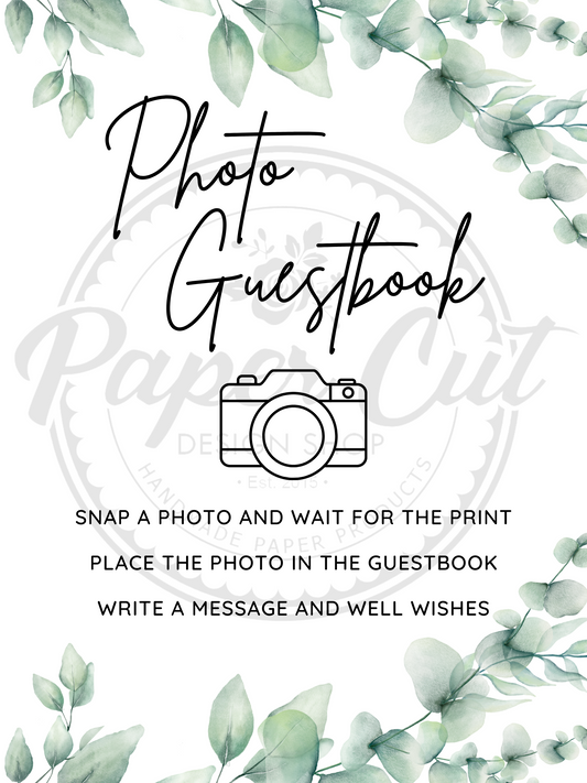 Photo Guestbook Sign - Camera Green Leaves (Digital Download)