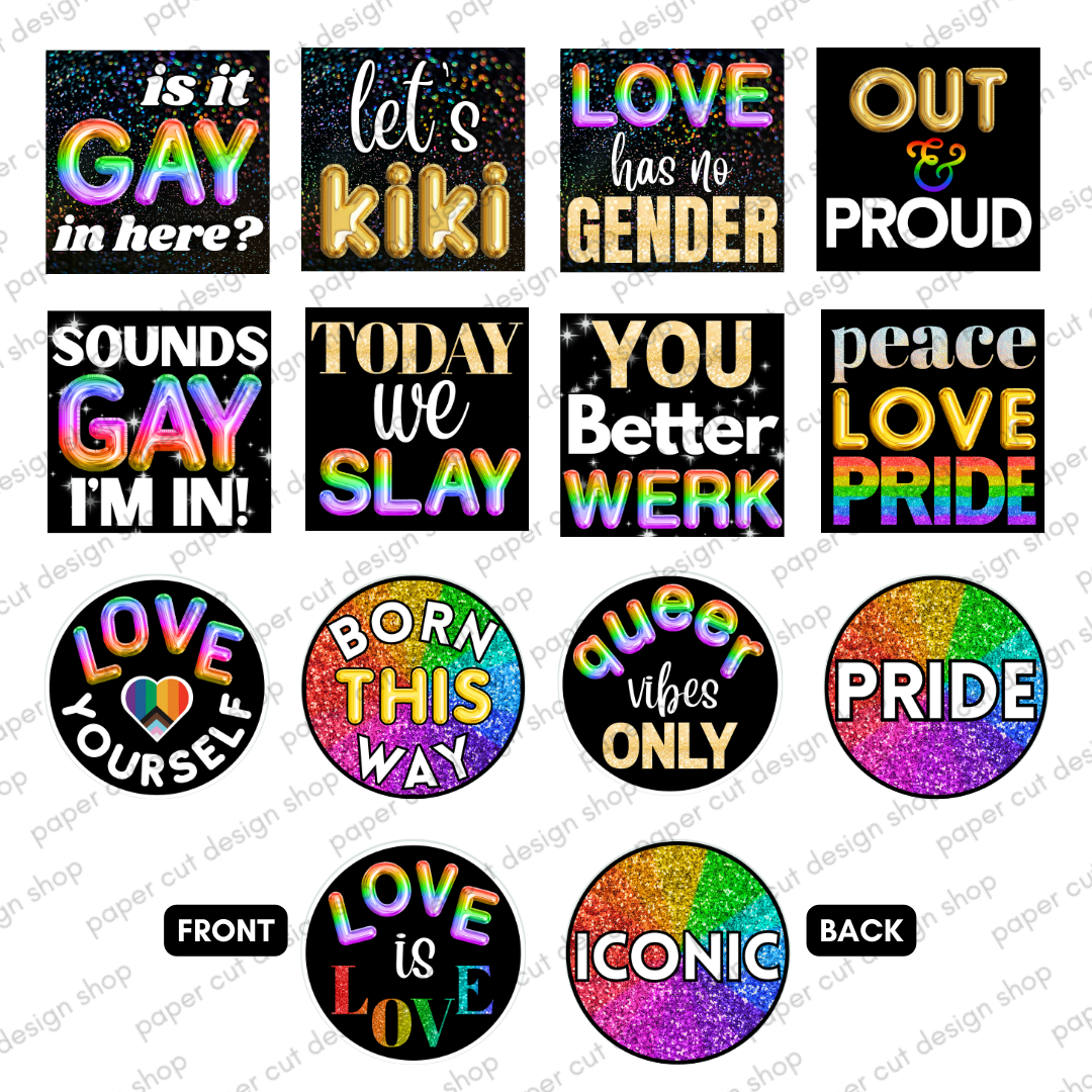 Pride LGBTQ+ Prop Bundle Photo Booth Props & Signs Paper Cut Design