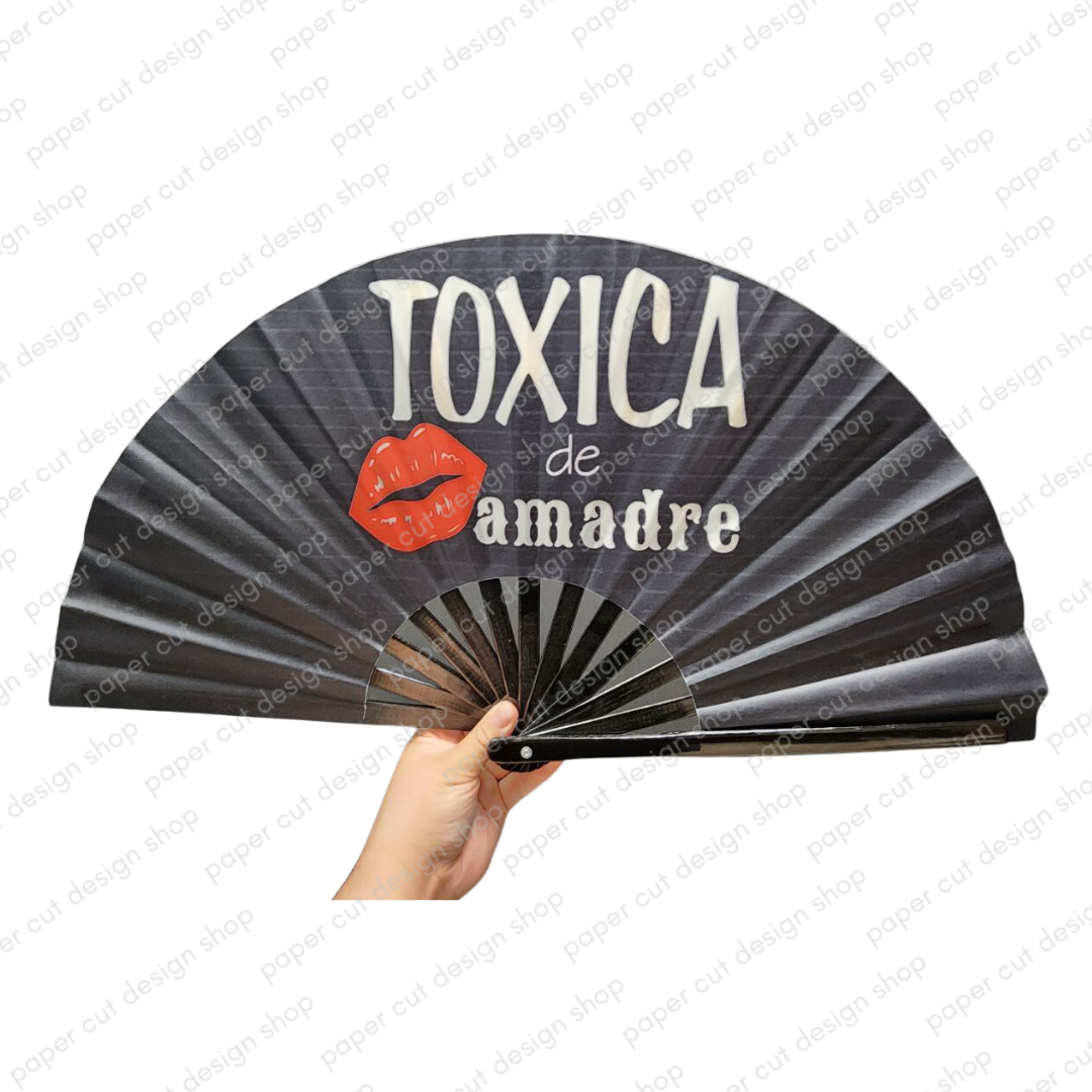 OVERSIZED Hand Fan - Toxica de amadre with red lips