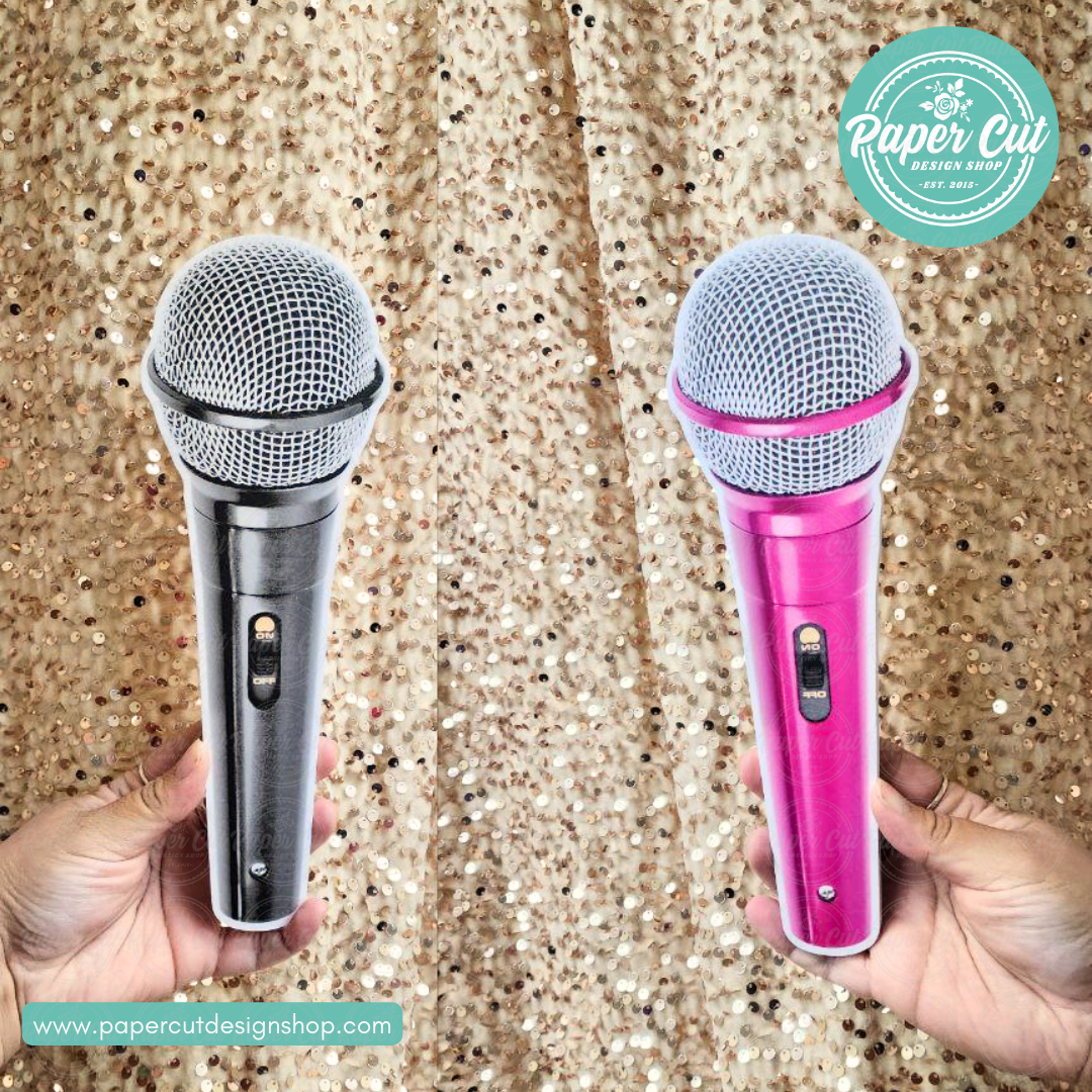 Oversized Black & Pink Microphone single prop (double sided)
