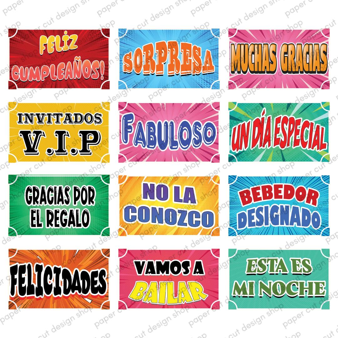 Spanish Birthday Prop Bundle Photo Booth Props Signs