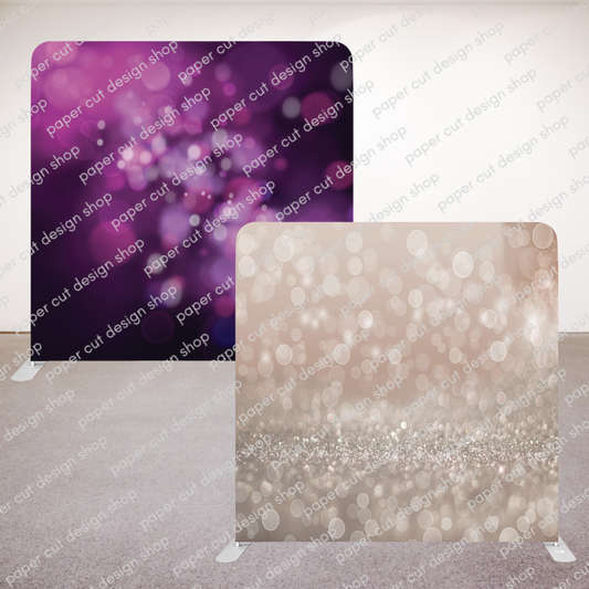 Purple Bokeh & Champagne Bokeh Pillowcase Style Double-sided Backdrop with Frame Bundle