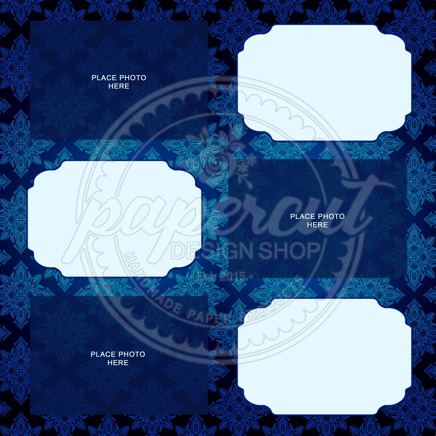 Pre-order 100 sheets - Blue Vintage Pattern Design Scrapbook Pages 4x6