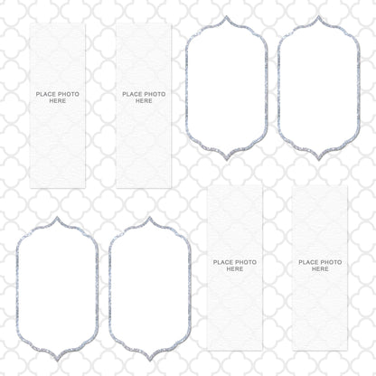 White and Gray Quatrefoil Design Scrapbook Pages 2x6