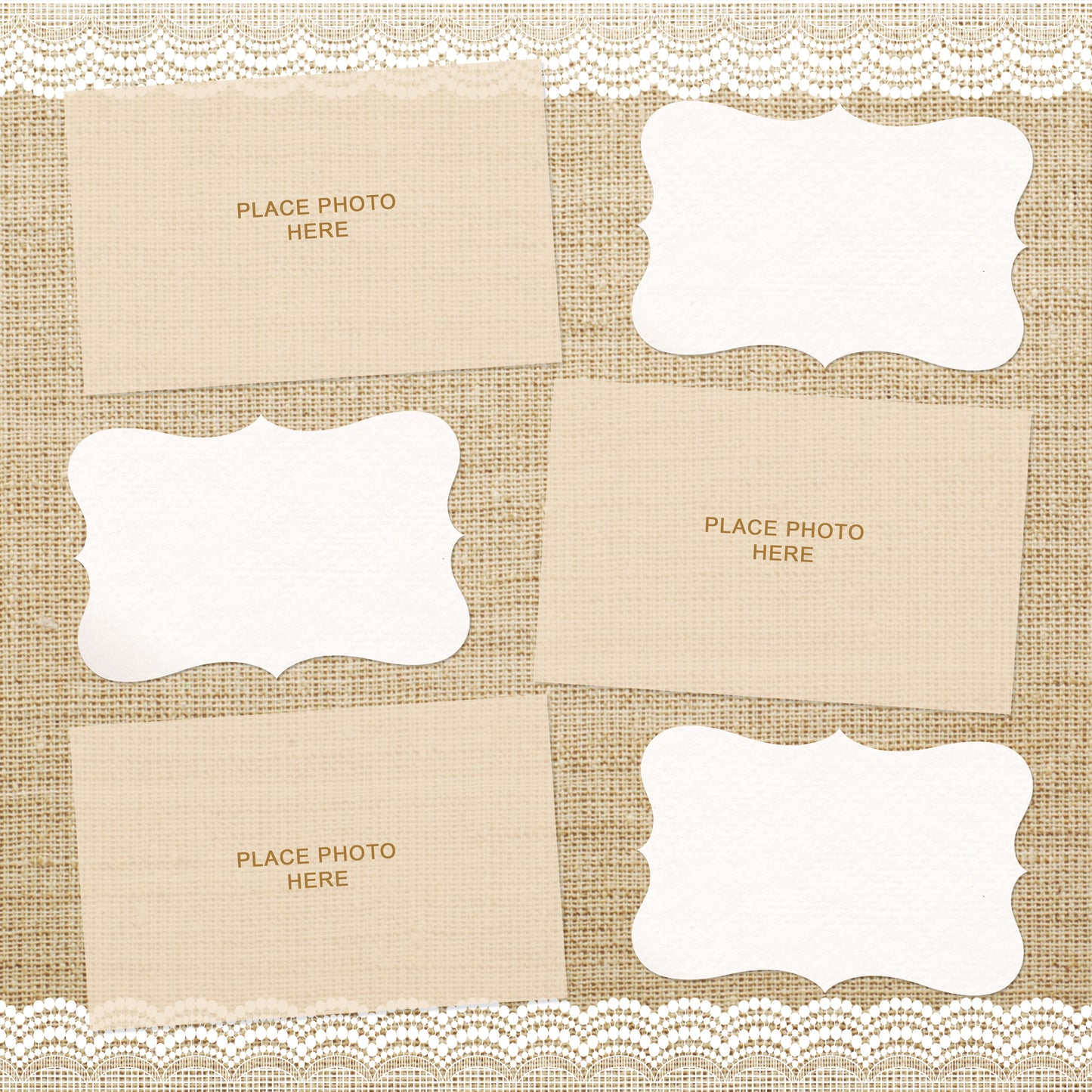 Burlap and Lace Design Scrapbook Pages 4x6