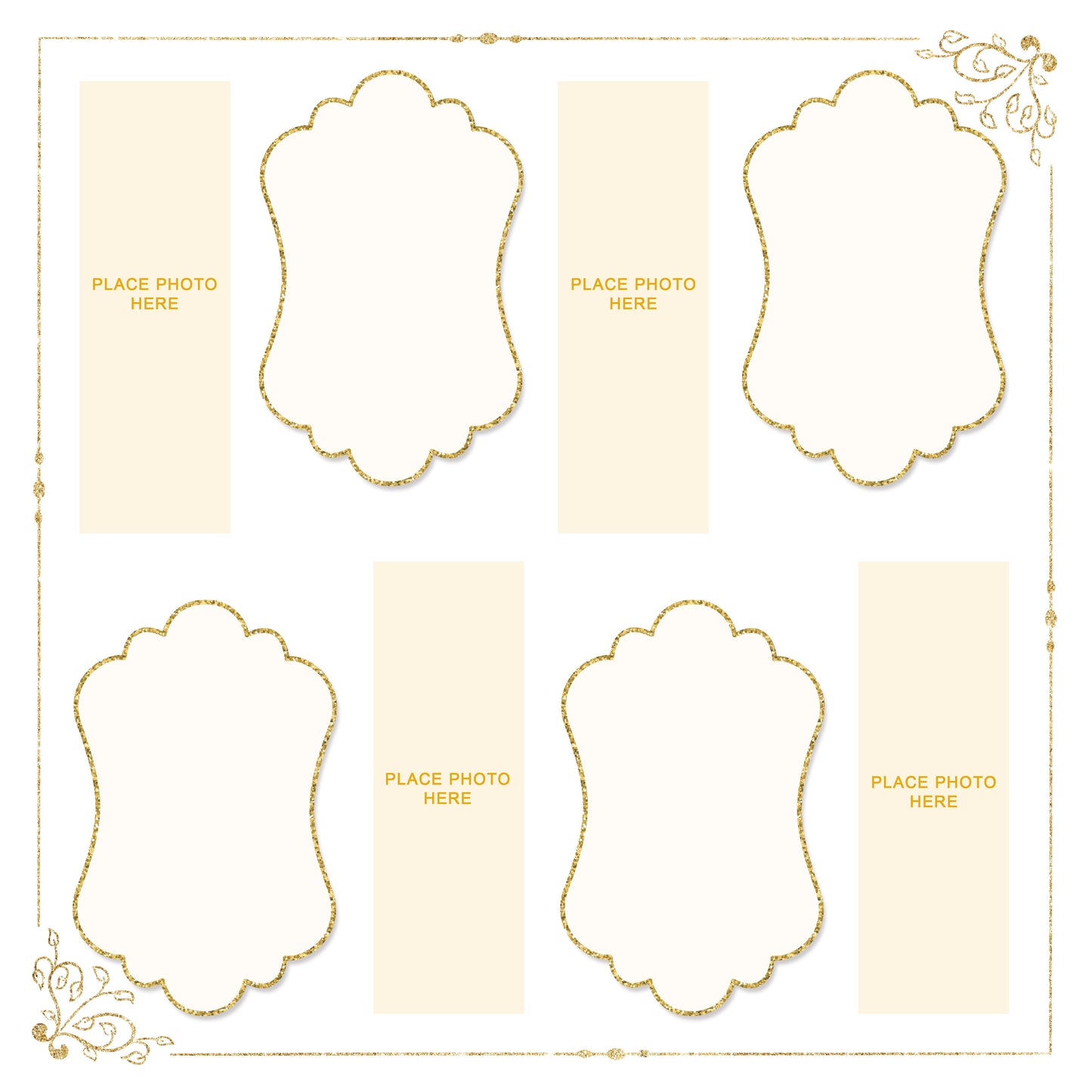 Ivory and Gold Design Scrapbook Pages 2x6