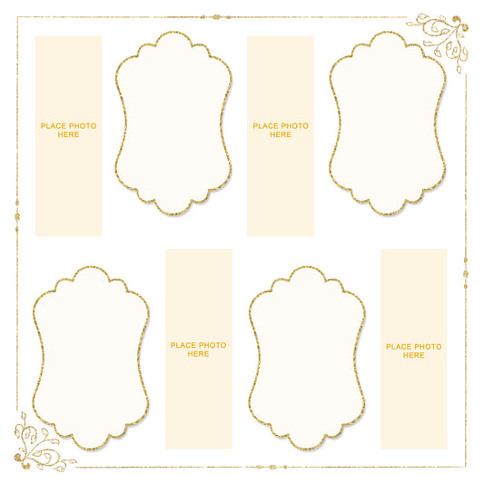 Ivory and Gold Design Scrapbook Pages 2x6