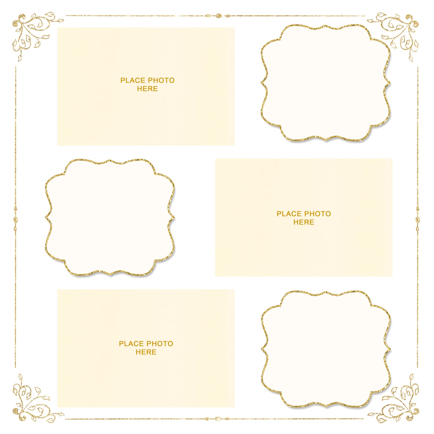 Ivory and Gold Design Scrapbook Pages 4x6