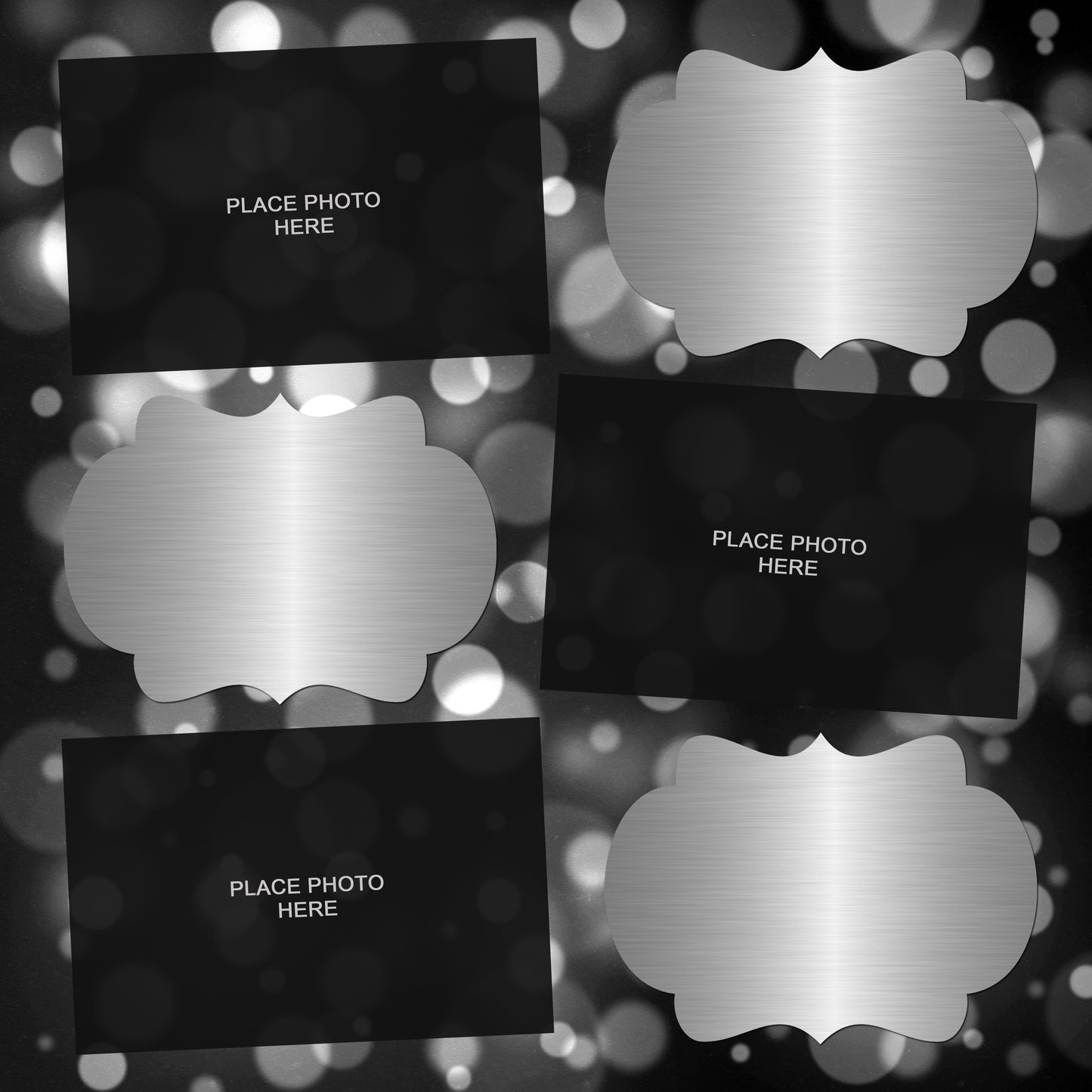 Metallic Silver and Black Design Scrapbook Pages 4x6