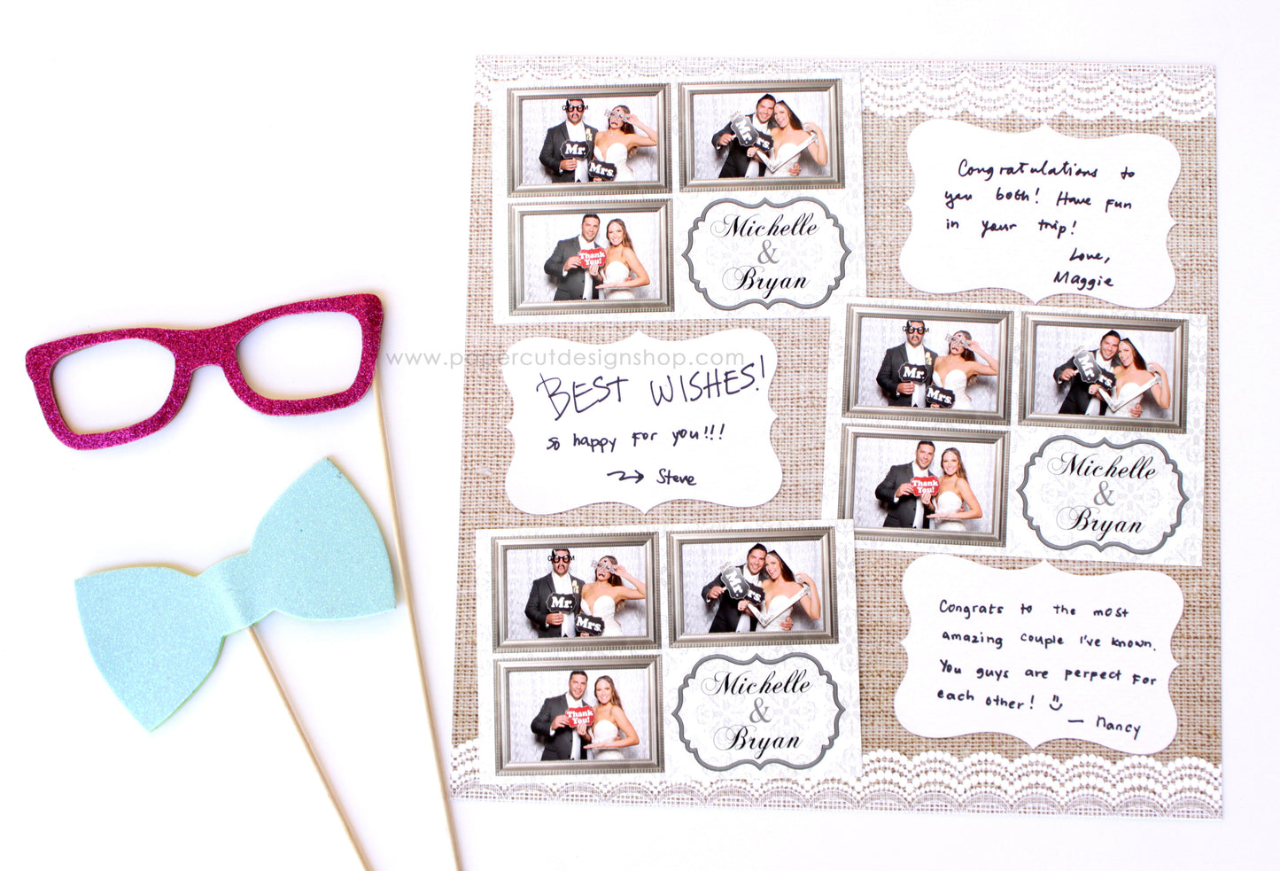 Burlap and Lace Design Scrapbook Pages 4x6