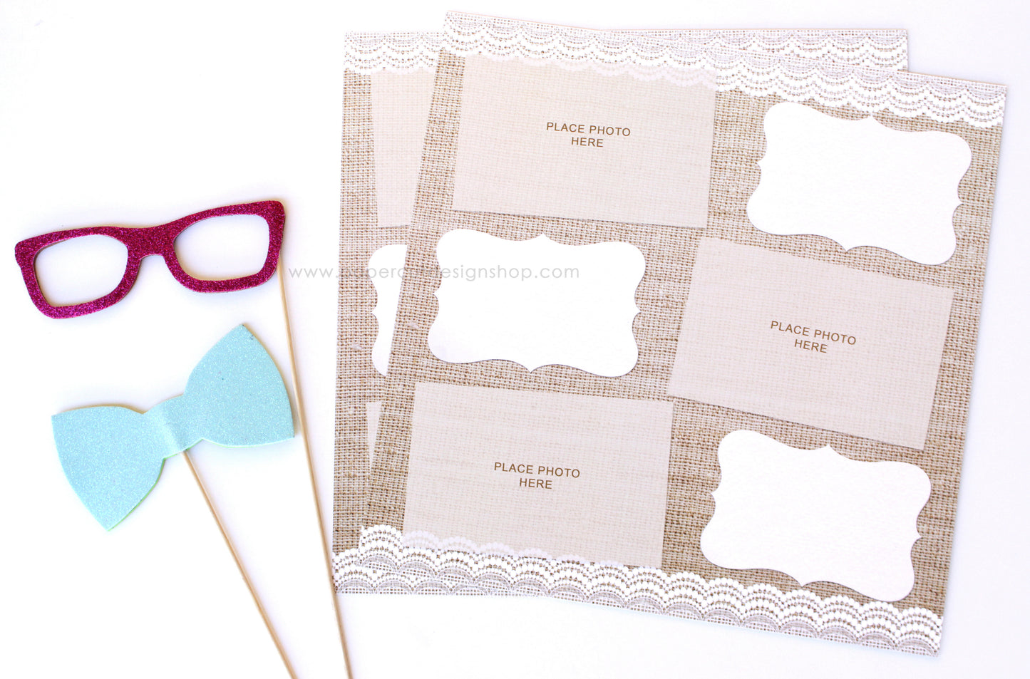 Burlap and Lace Design Scrapbook Pages 4x6