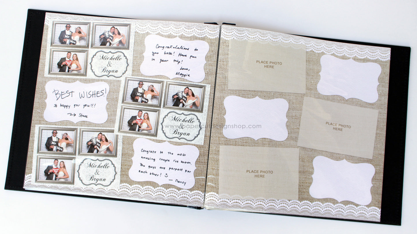 Burlap and Lace Design Scrapbook Pages 4x6