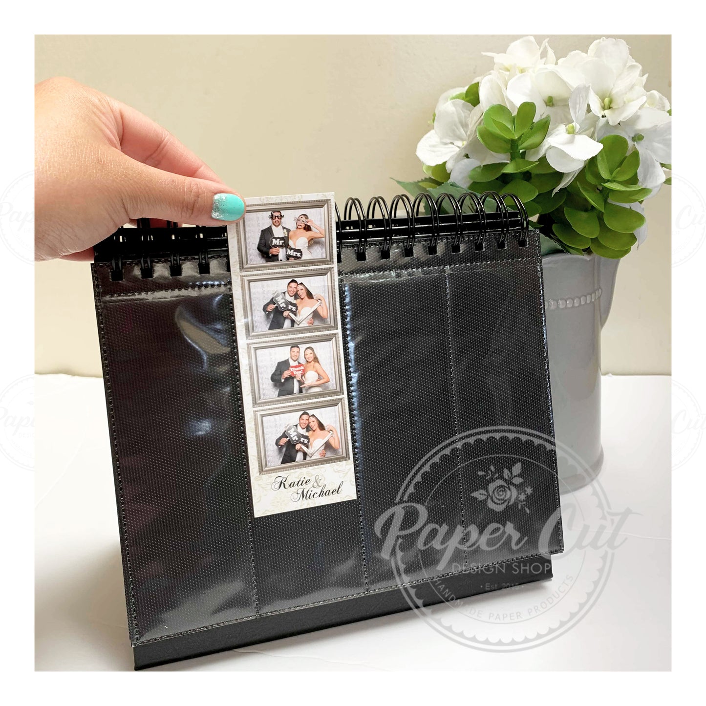 Photo Strips Table-top Display Spiral Ring Bind Album for 2x6 inches Photos Black