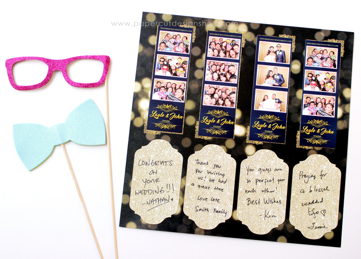 Glitter Gold and Black Scrapbook Pages 2x6