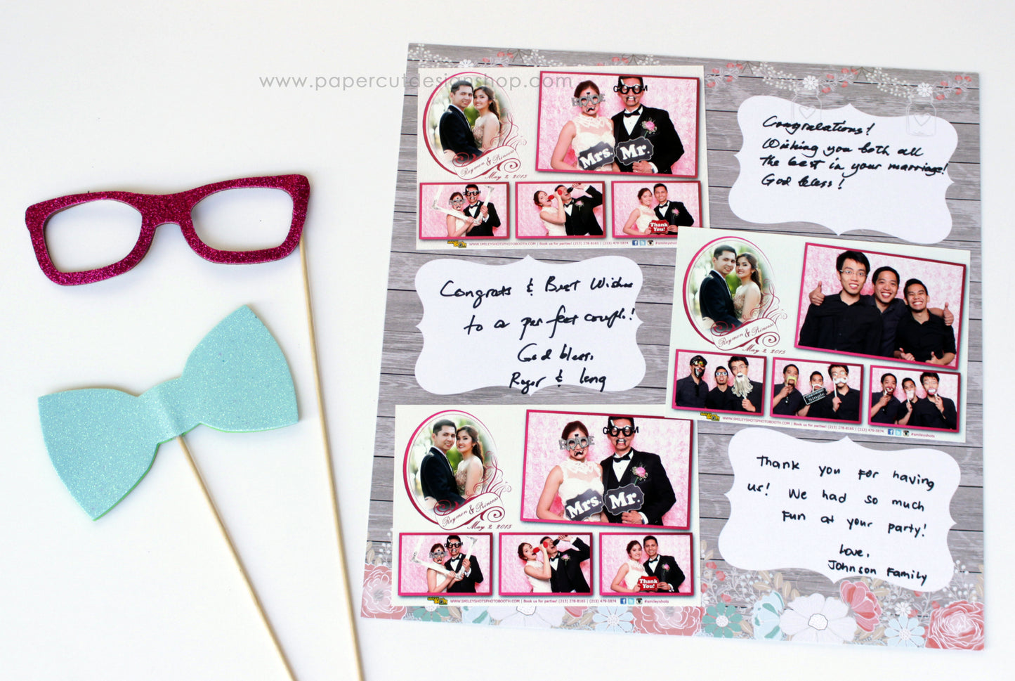 Rustic Wood with Flowers Design Scrapbook Pages 4x6
