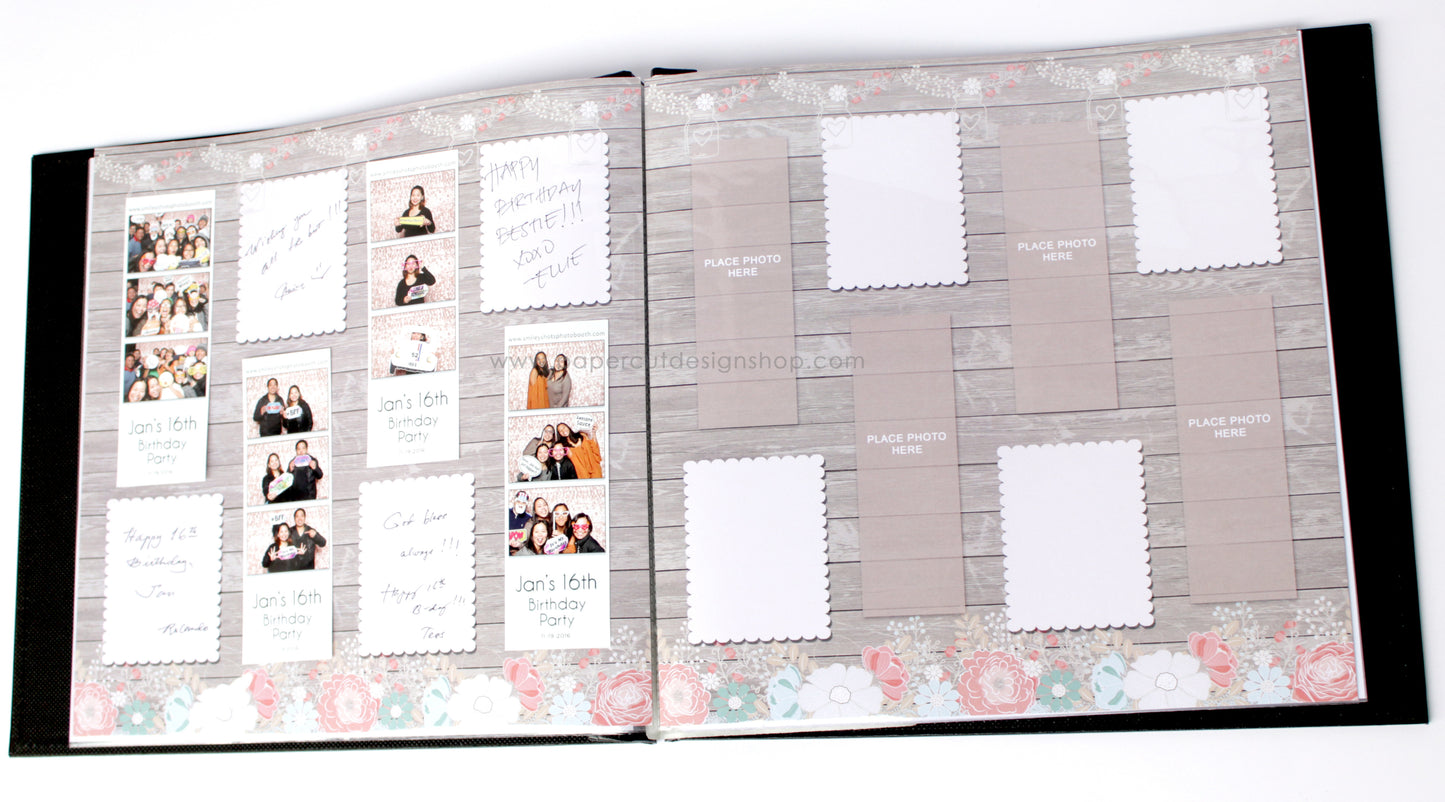 Wood with Flowers Design Scrapbook Pages 2x6