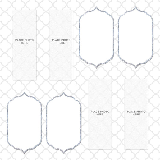 Pre-order 100 sheets -White and Gray Quatrefoil Design Scrapbook Pages 2x6
