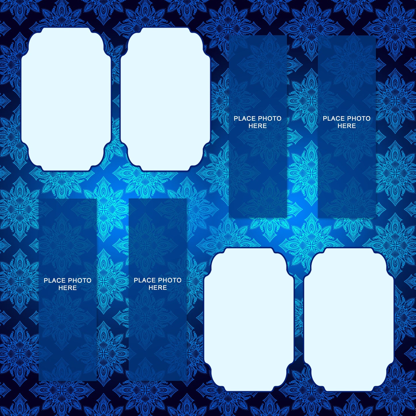Blue Vintage Pattern Design Scrapbook Pages 2x6