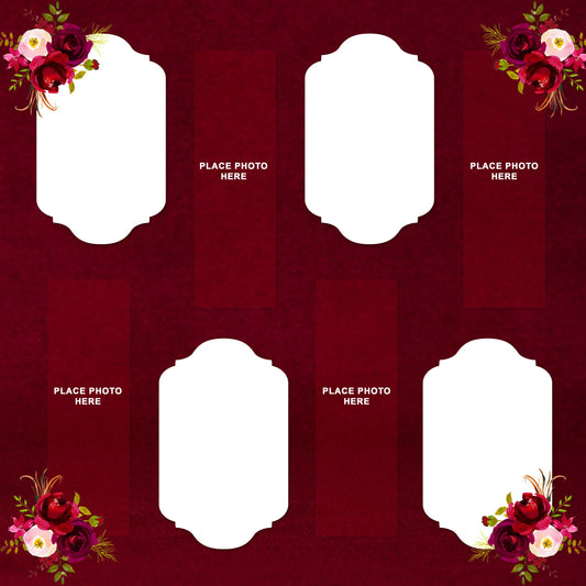 Red Wine Color with Flowers Design Scrapbook Pages 2x6