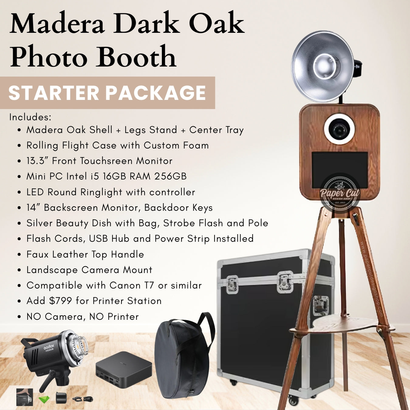 Madera Dark OAK DSLR Photo Booth - Starter Package