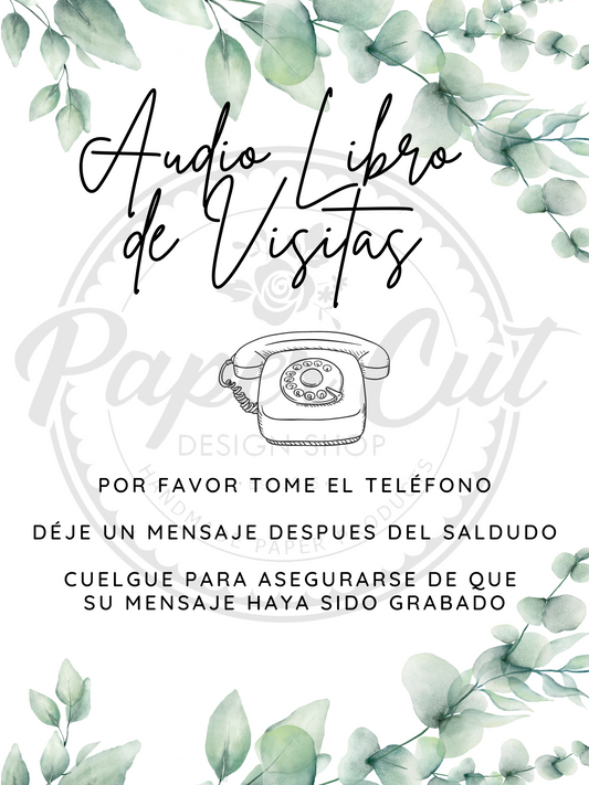Audio Guestbook Sign - Camera Green Leaves SPANISH (Digital Download)