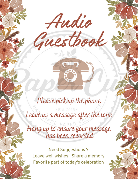 Audio Guestbook Sign - Retro Phone Autumn Floral (Digital Download)
