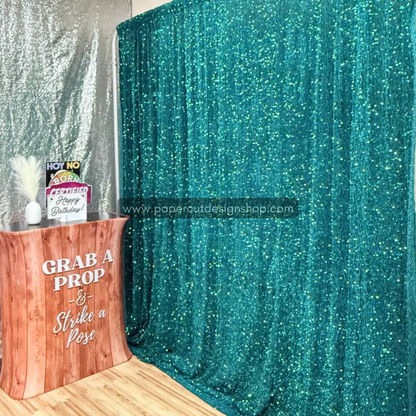 Deluxe Sequins Backdrop Cloth Emerald Color with Rod Pocket 10ft W x 8ft H