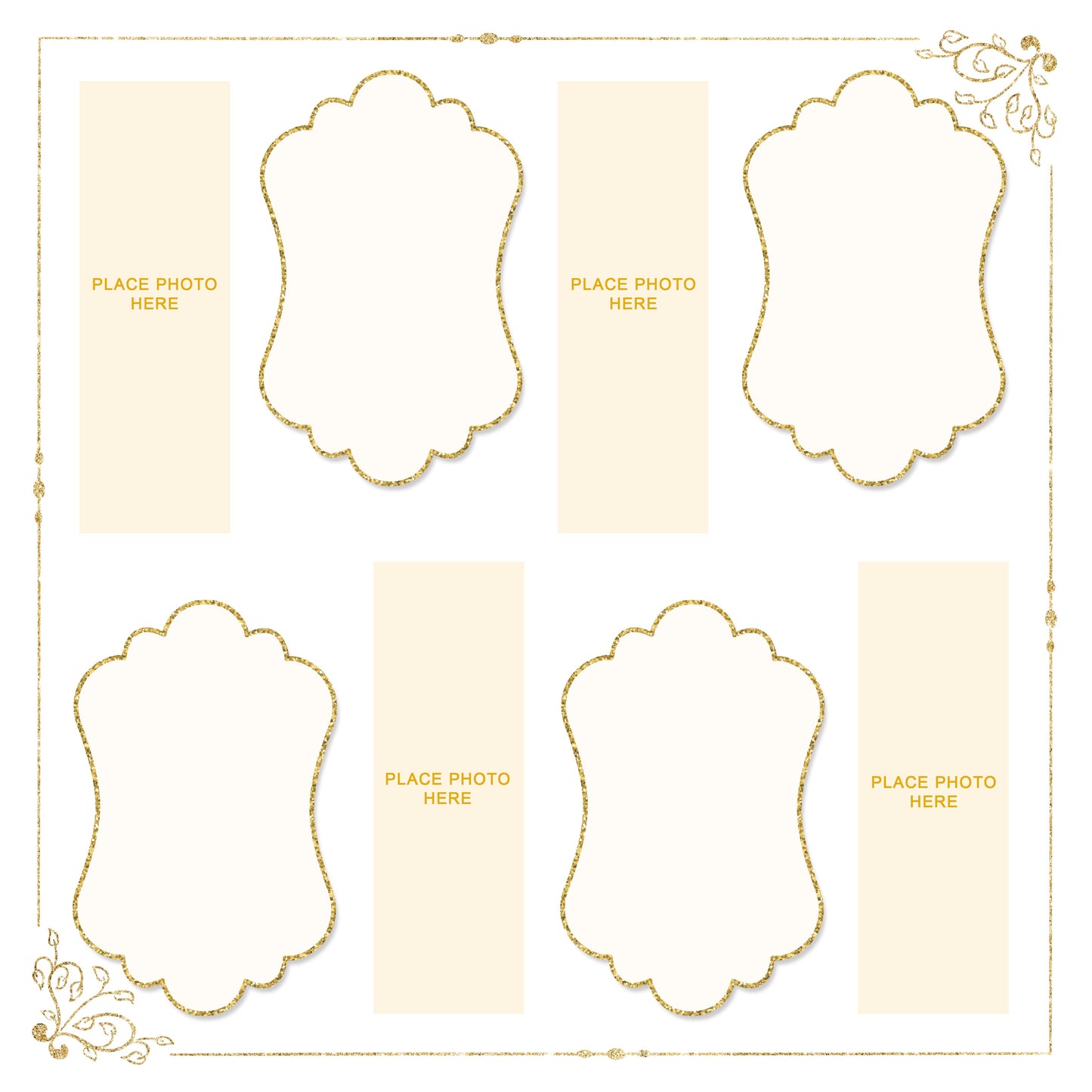 Pre-order 100 sheets - Ivory and Gold Design Scrapbook Pages 2x6