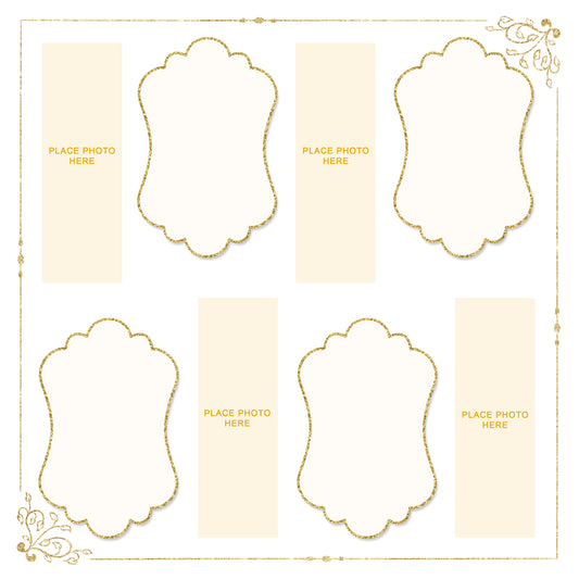 Pre-order 100 sheets - Ivory and Gold Design Scrapbook Pages 2x6