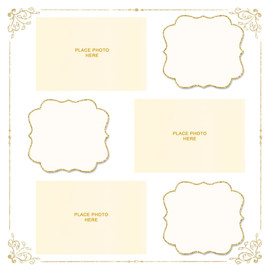 Pre-order 100 sheets - Ivory and Gold Design Scrapbook Pages 4x6