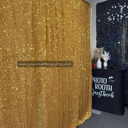 PREORDER - Deluxe Sequins Backdrop Cloth Gold Color with Rod Pocket 10ft wide x 8ft height