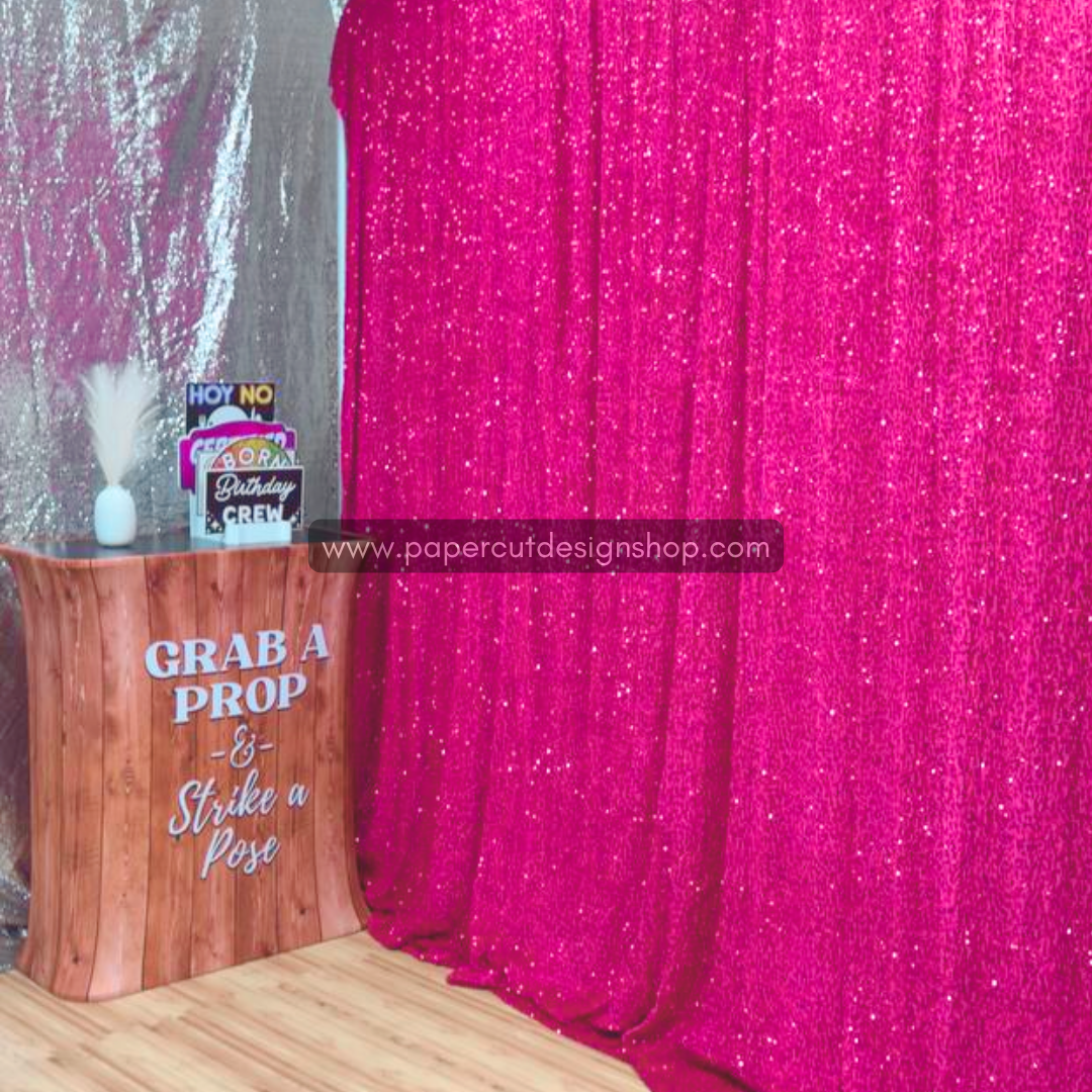 NEW Deluxe Sequins Backdrop Cloth Magenta/Hot Pink Color with Rod Pocket 10ft W x 8ft H
