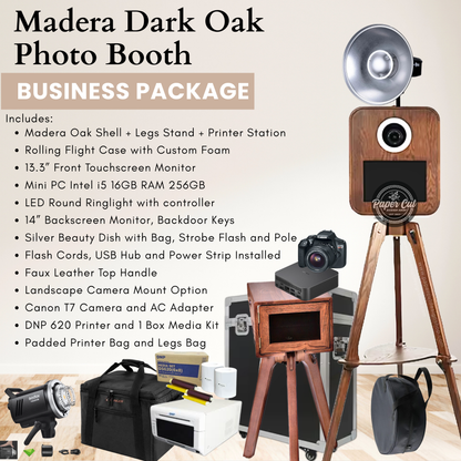 Madera Dark OAK DSLR Photo Booth with Printer Station - Business Package
