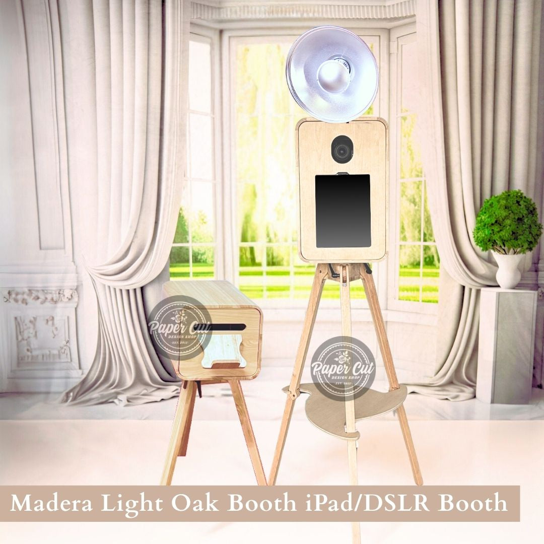 Madera LIGHT OAK iPad Booth with Printer Station - BUSINESS Package ...