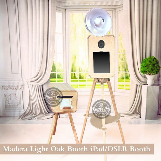Madera LIGHT OAK iPad Booth with Printer Station - BUSINESS Package
