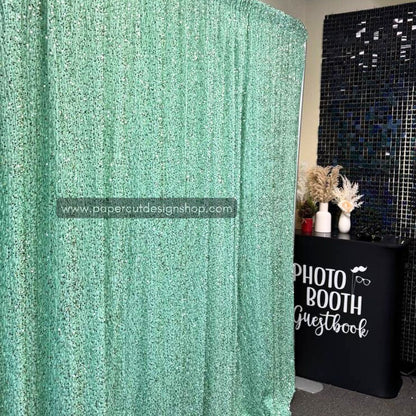 Deluxe Sequins Backdrop Cloth Mint Green Color with Rod Pocket 10ft wide x 8ft height