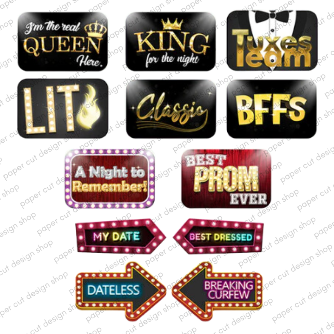 Oversized Prom Party Prop Bundle - Photo Booth Props & Signs β Paper ...