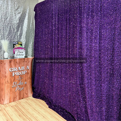 NEW Deluxe Sequins Backdrop Cloth Purple Color with Rod Pocket 10ft W x 8ft H