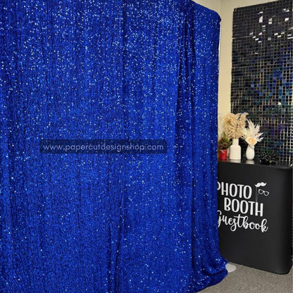 Deluxe Sequins Backdrop Cloth Royal Blue Color with Rod Pocket 10ft wide x 8ft height