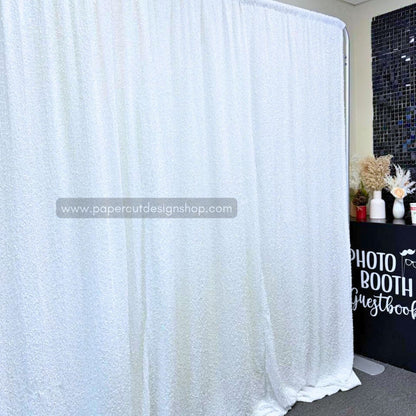 Deluxe Sequins Backdrop Cloth White Color with Rod Pocket 10ft wide x 8ft height