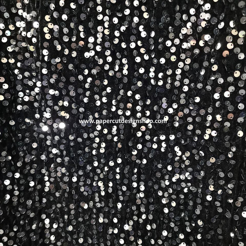 Deluxe Sequins Backdrop Cloth Black and Silver Color with Rod Pocket 10ft wide x 8ft height