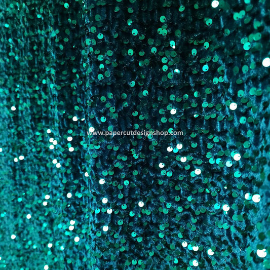 Deluxe Sequins Backdrop Cloth Emerald Color with Rod Pocket 10ft wide x 8ft height