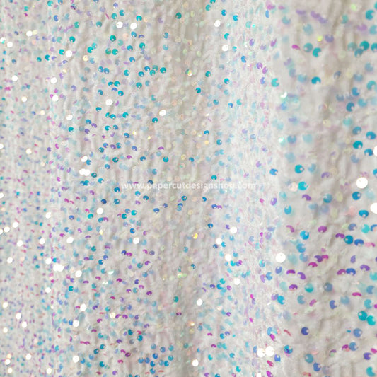 Deluxe Sequins Backdrop Cloth White Unicorn Color with Rod Pocket 10ft wide x 8ft height