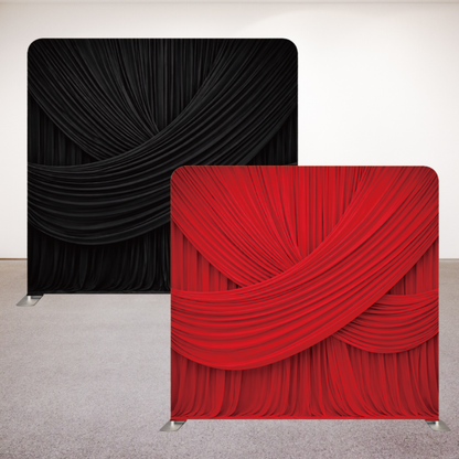 Black and Red Drape Pillowcase Style Double-sided Backdrop and Backdrop Frame Bundle