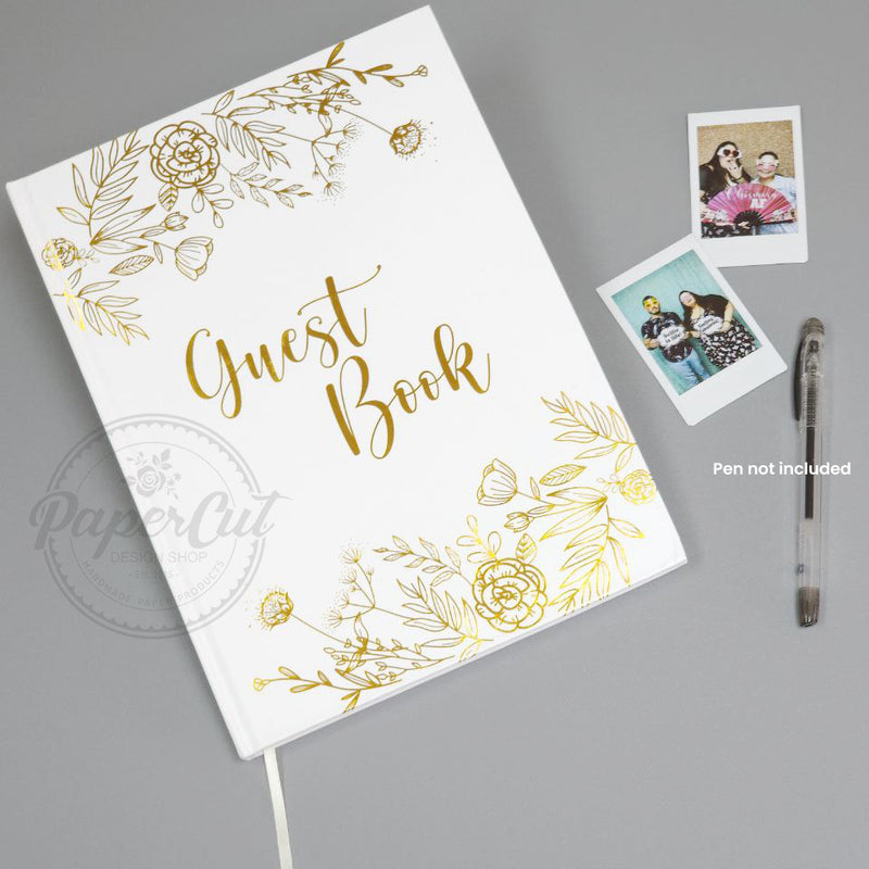 Instax Wedding Guest Book Gold Foil Flower Hardcover