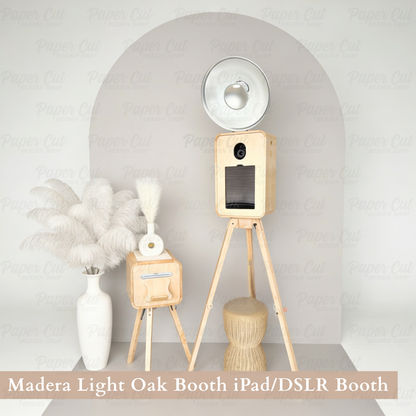 Madera LIGHT OAK iPad Booth with Printer Station - BUSINESS Package