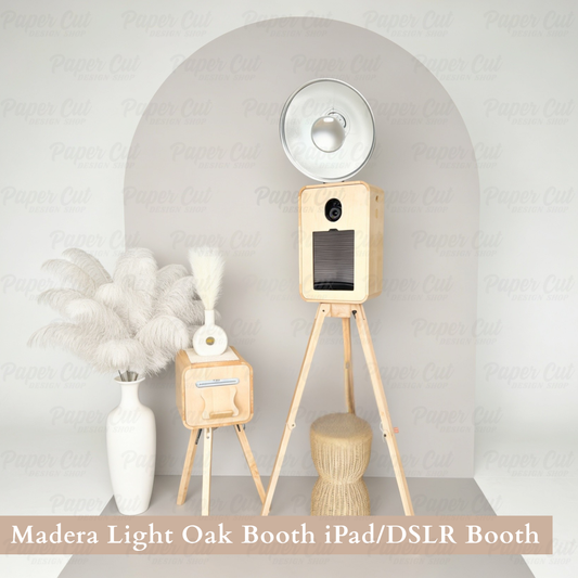 Madera LIGHT OAK iPad Booth with Printer Station - BUSINESS Package